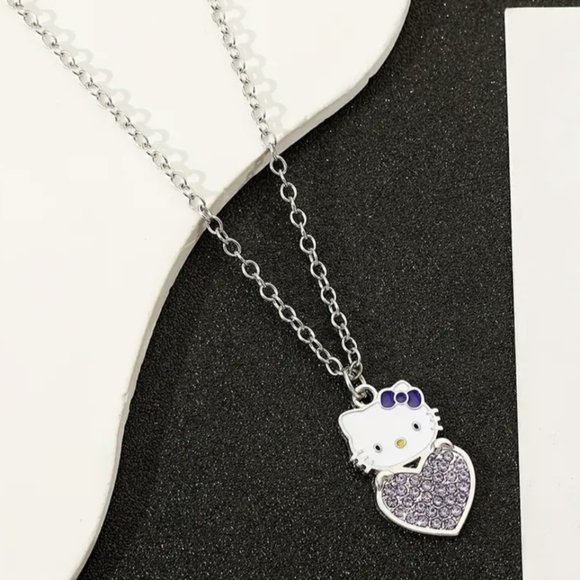 Hello Kitty Rhinestone Heart Necklaces - Picture 4 of 5